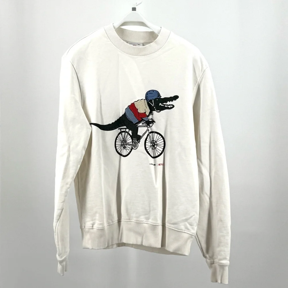 Lacoste Men's x Netflix Organic Cotton Fleece Print Sweatshirt FR Size 4 - Picture 1 of 12